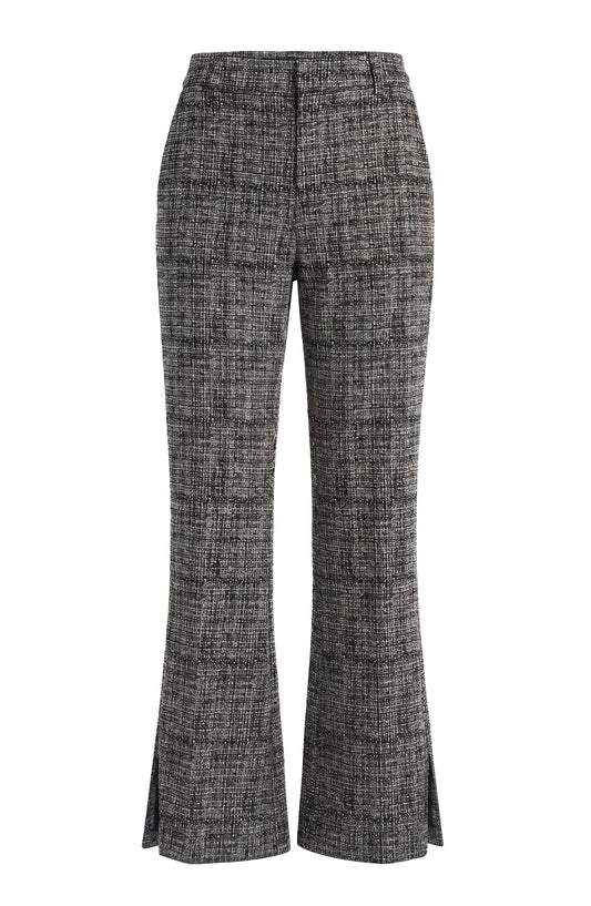Mid Rise Ankle Flare Trousers With Slit Hem