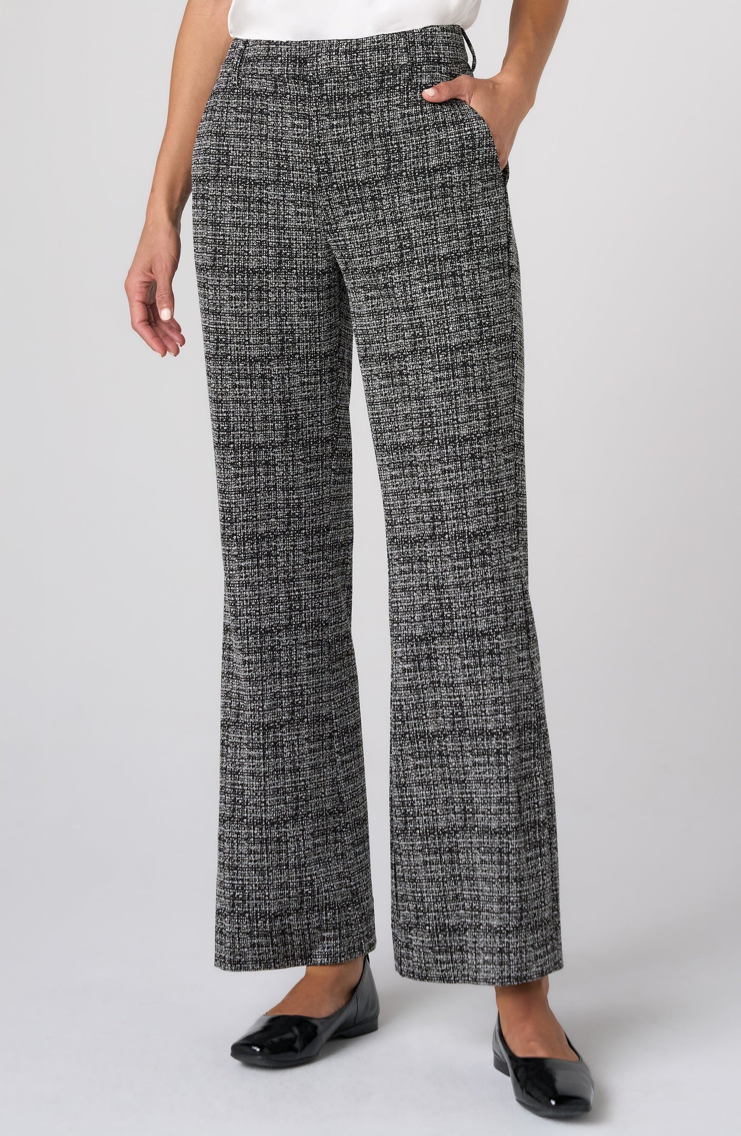 Mid Rise Ankle Flare Trousers With Slit Hem