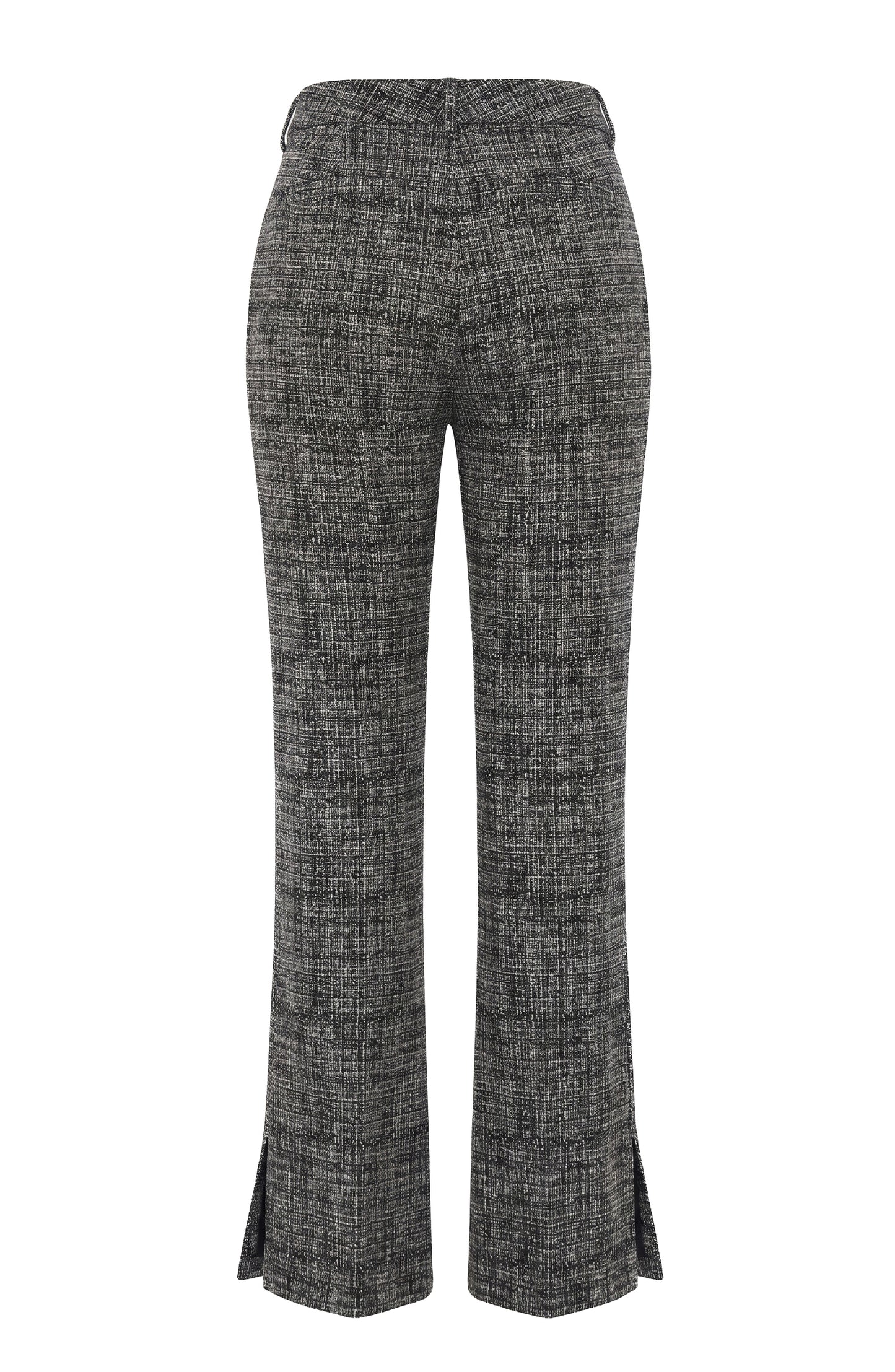 Mid Rise Ankle Flare Trousers With Slit Hem