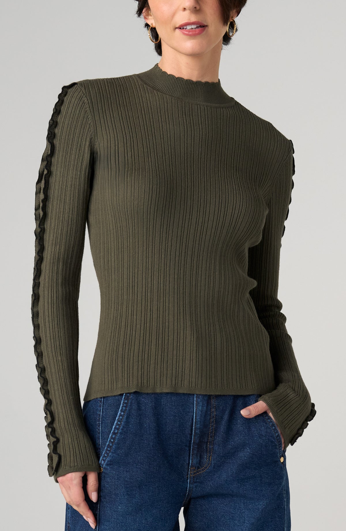 Mock Neck Long Sleeve Sweater