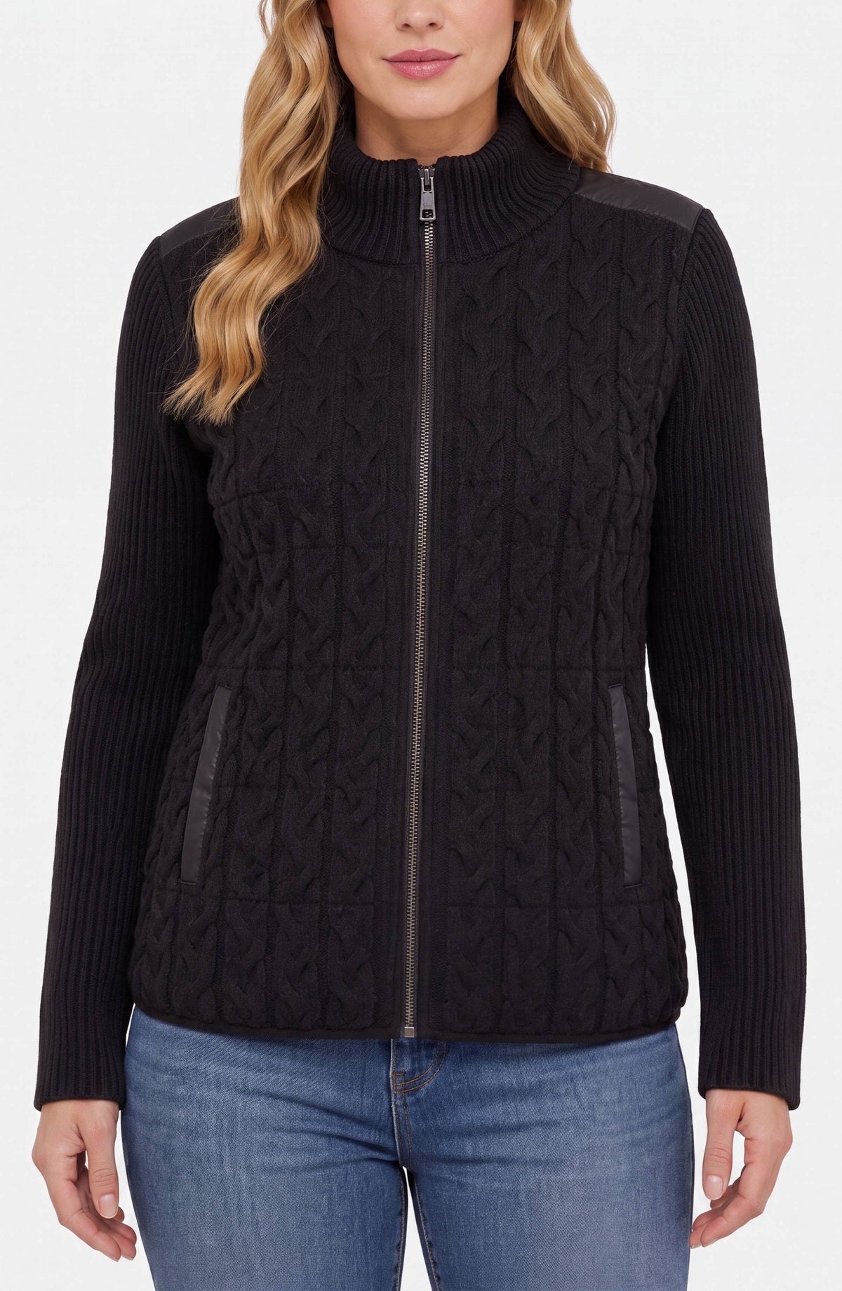 Long Sleeve Zip Front Quilted Jacket