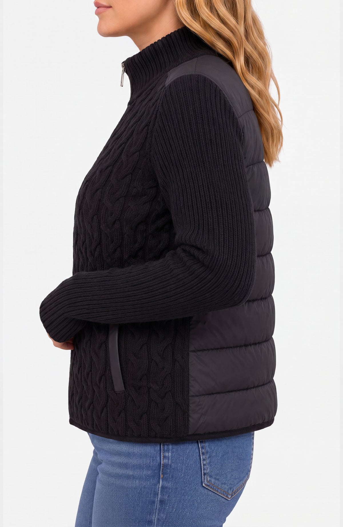 Long Sleeve Zip Front Quilted Jacket