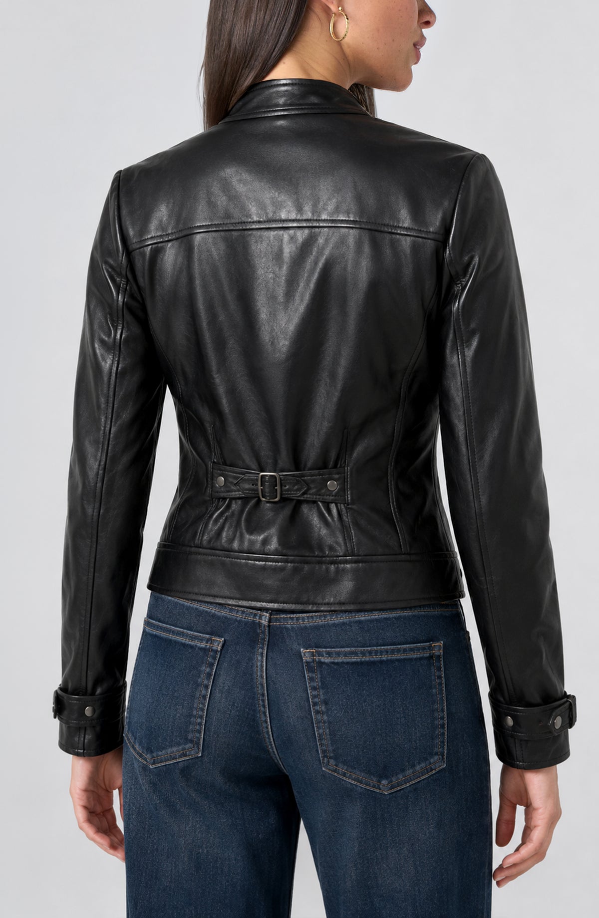 Zip Front Moto Jacket with Buckle