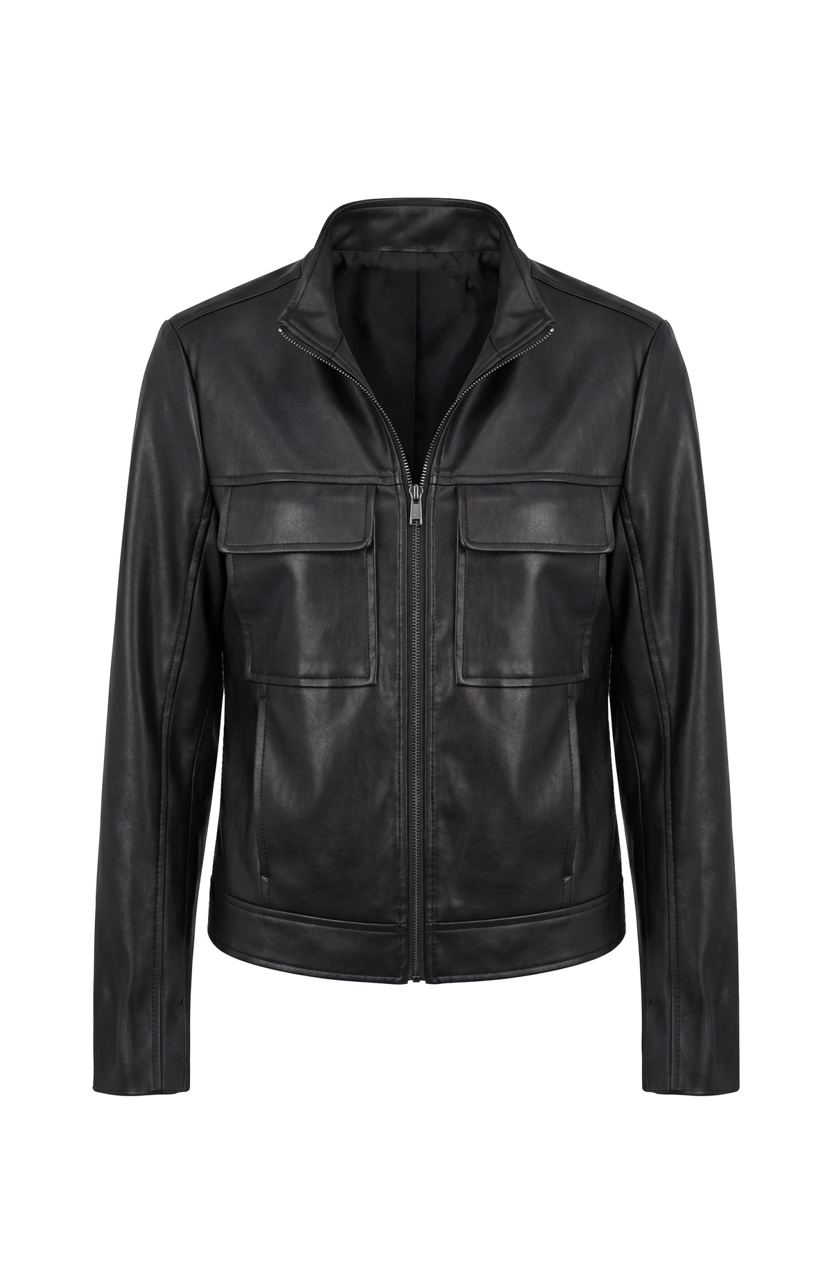 Zip Front Moto Jacket with Buckle